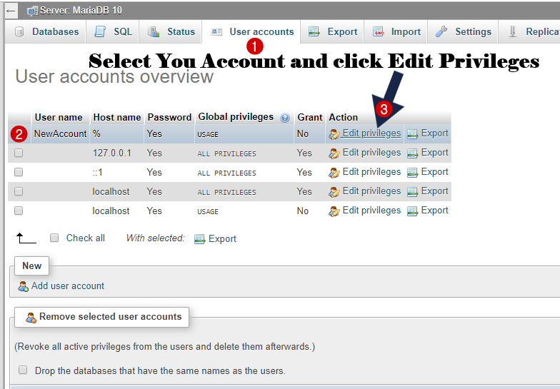 MySQL Command to create new database user